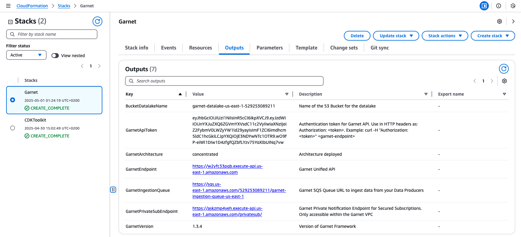 CloudFormation Outputs